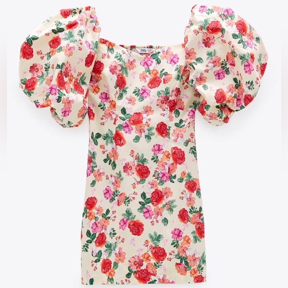 Zara Tops - Zara Floral Puff Sleeve Dress